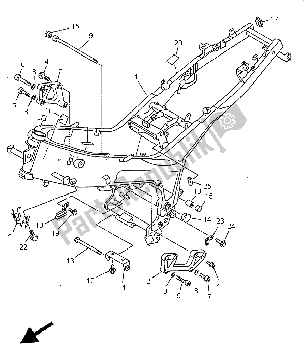 All parts for the Frame of the Yamaha TDM 850 1999