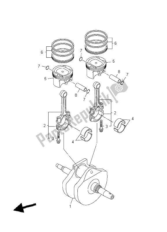 Tutte le parti per il Albero Motore E Pistone del Yamaha XVS 950A 2009