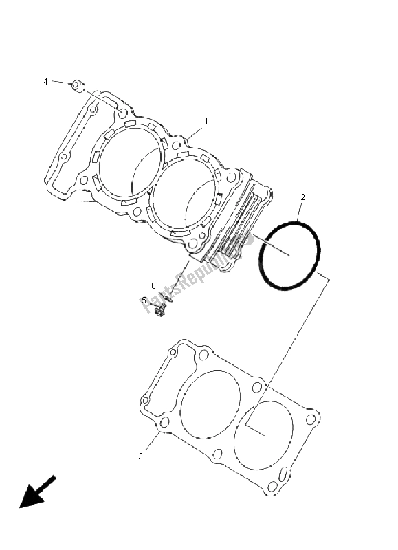 All parts for the Cylinder of the Yamaha TDM 850 2001