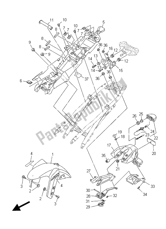 Alle onderdelen voor de Spatbord van de Yamaha MT 09A 900 2015