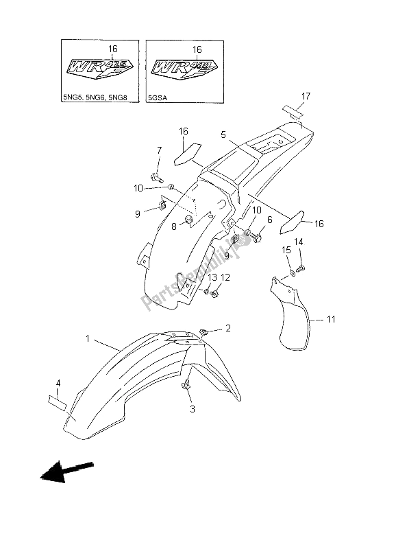 Todas las partes para Defensa de Yamaha WR 426 400F 2002