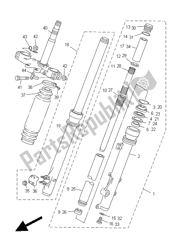 Tutte le parti per il Forcella Anteriore del Yamaha DT 125 RE 1998