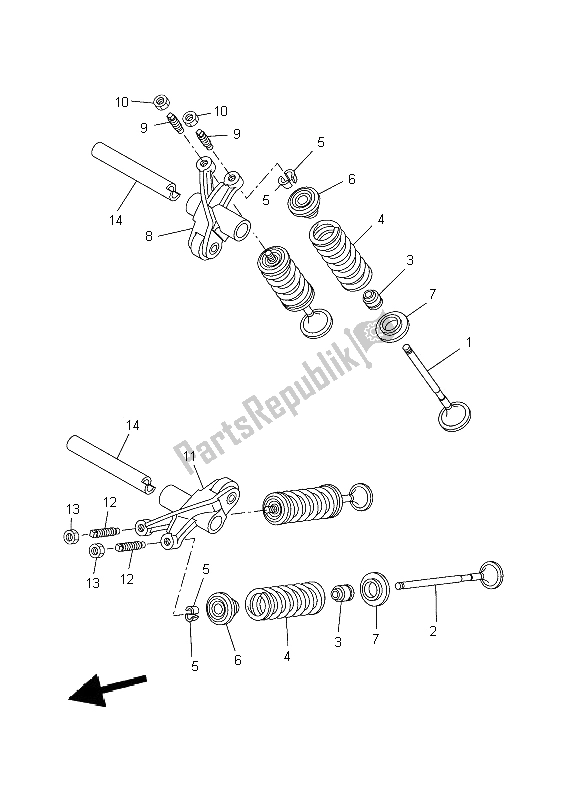 All parts for the Valve of the Yamaha WR 125X 2009