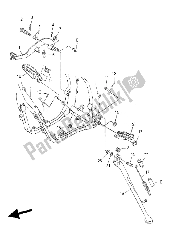 All parts for the Stand & Footrest of the Yamaha WR 450F 2010