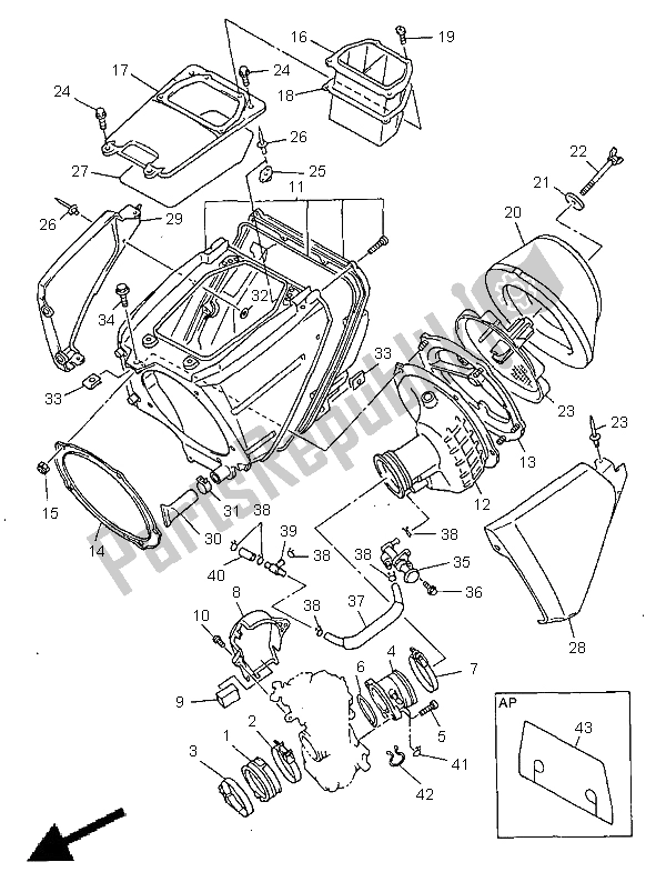 Wszystkie części do Wlot Yamaha WR 400F 1999