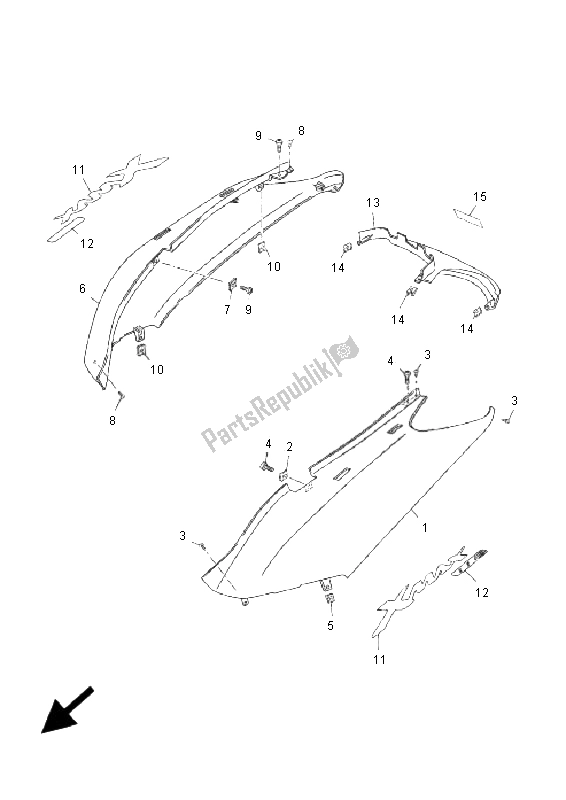 All parts for the Side Cover of the Yamaha YP 250R X MAX 250 2005