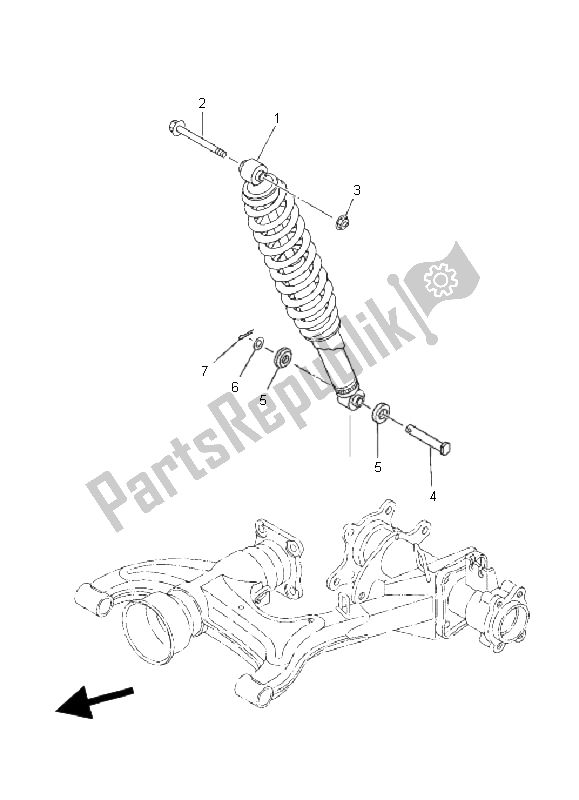 All parts for the Rear Suspension of the Yamaha YFM 350F Grizzly 4X4 2008