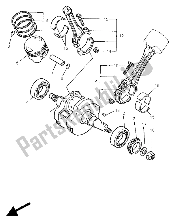 Toutes les pièces pour le Vilebrequin Et Piston du Yamaha XV 1100 Virago 1997