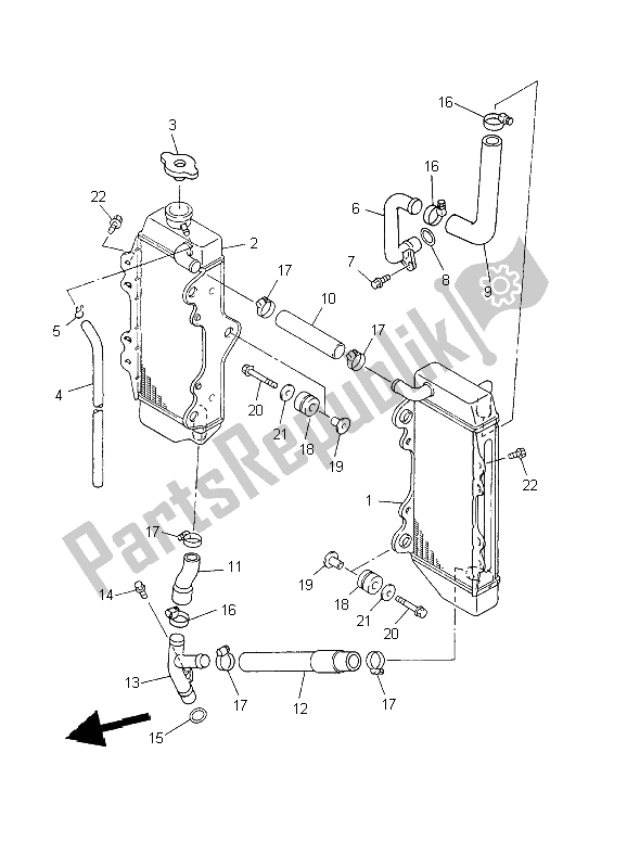 Tutte le parti per il Tubo Del Radiatore del Yamaha YZ 426F 2002