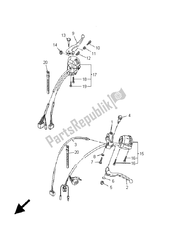 Todas las partes para Interruptor De Palanca Y Palanca de Yamaha XV 535 Virago 25 KW 2001