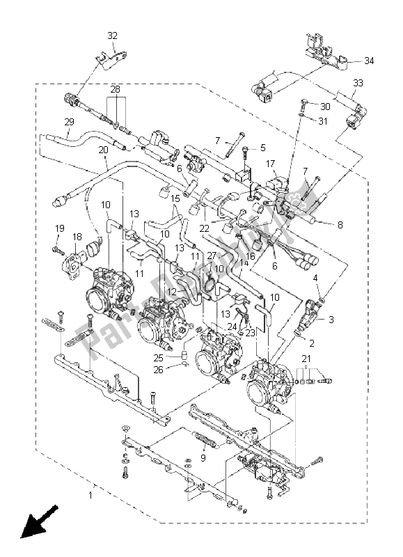 All parts for the Intake 2 of the Yamaha FJR 1300A 2011