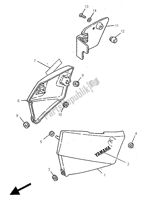 Toutes les pièces pour le Couvercle Latéral du Yamaha SR 125 1998