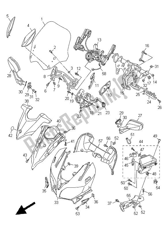 Tutte le parti per il Cowling 1 del Yamaha FJR 1300 AE 2014