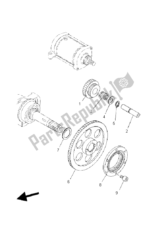 All parts for the Starter Clutch of the Yamaha YFM 400A Kodiak 2X4 2004