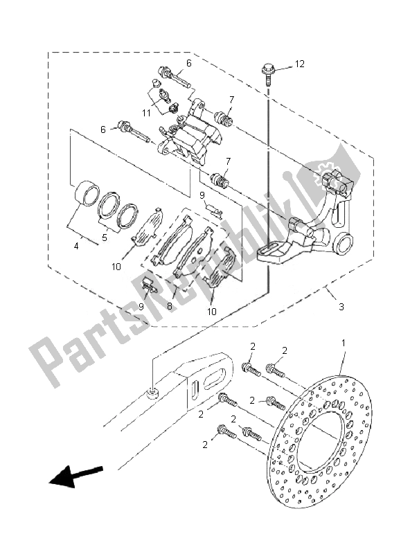 Tutte le parti per il Pinza Freno Posteriore del Yamaha TDM 900A 2007