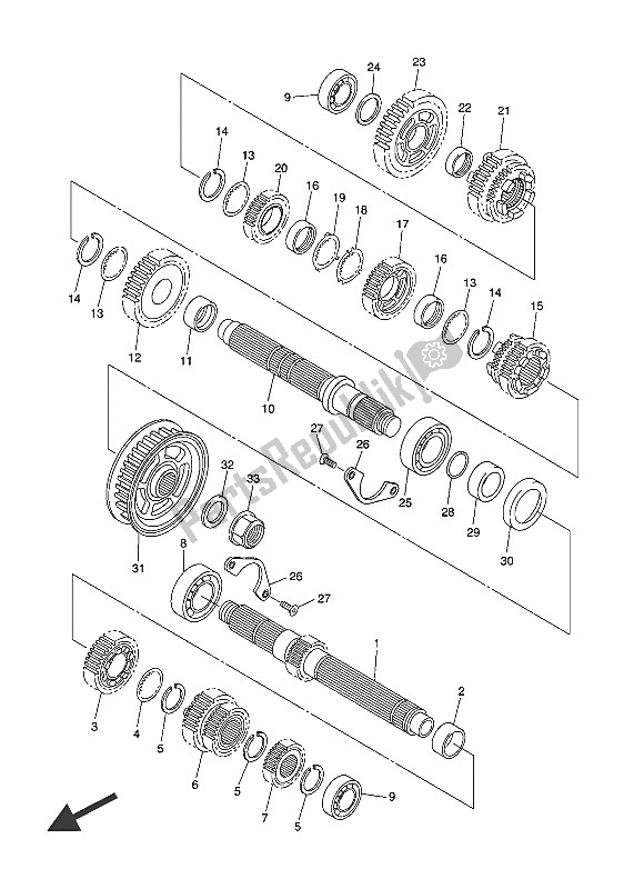 All parts for the Transmission of the Yamaha XVS 1300A 2016