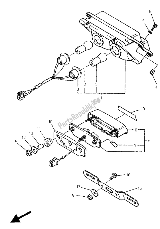 Toutes les pièces pour le Feu Arrière du Yamaha FZR 600R 1995