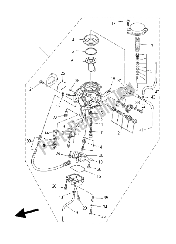 All parts for the Carburetor of the Yamaha YFM 350 FA Bruin 2X4 2004