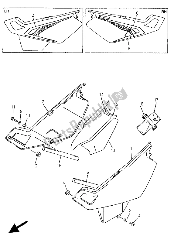 All parts for the Side Cover of the Yamaha XT 600E 1999