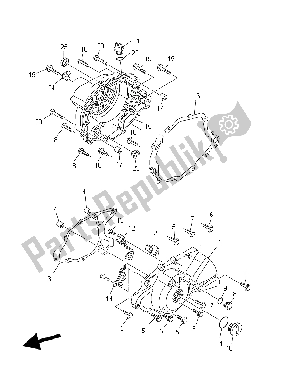 All parts for the Crankcase Cover 1 of the Yamaha TW 125 2004