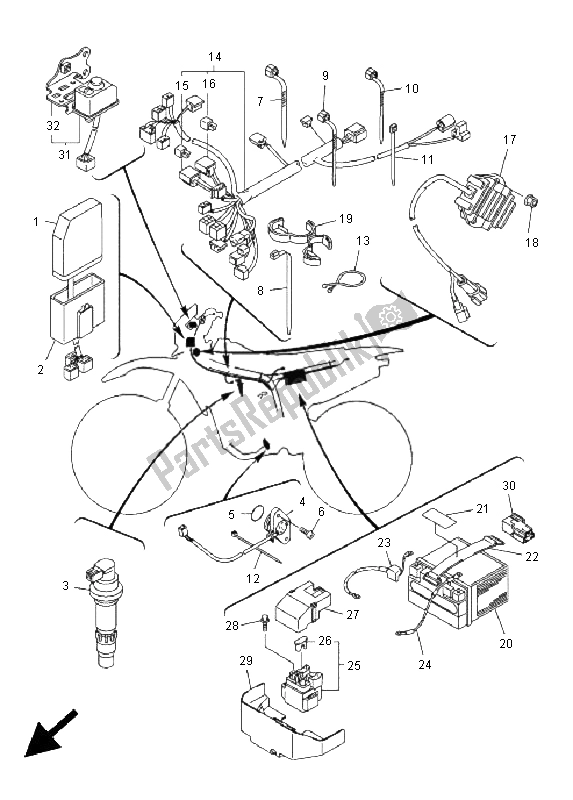 All parts for the Electrical 1 of the Yamaha WR 450F 2005