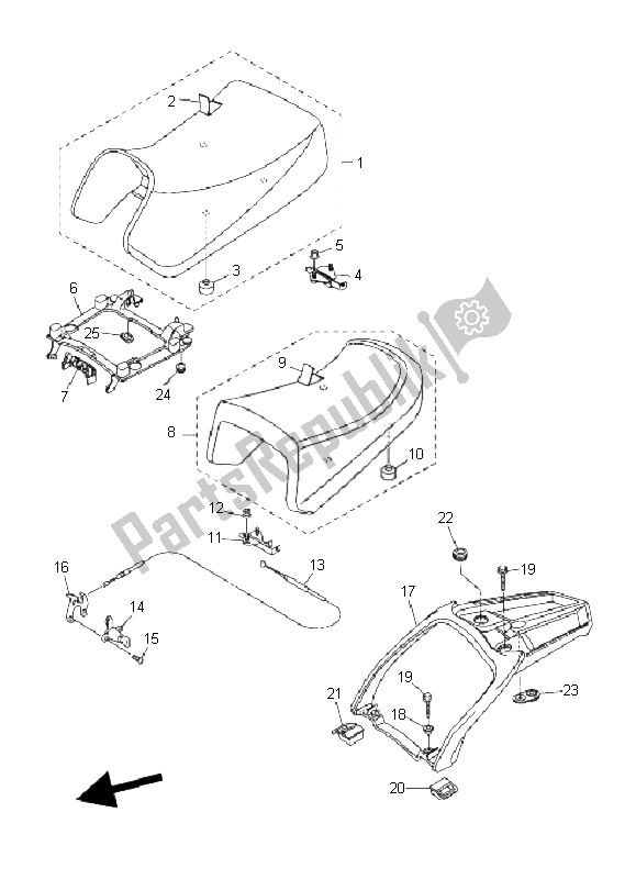 Toutes les pièces pour le Siège du Yamaha FJR 1300 AS 2006