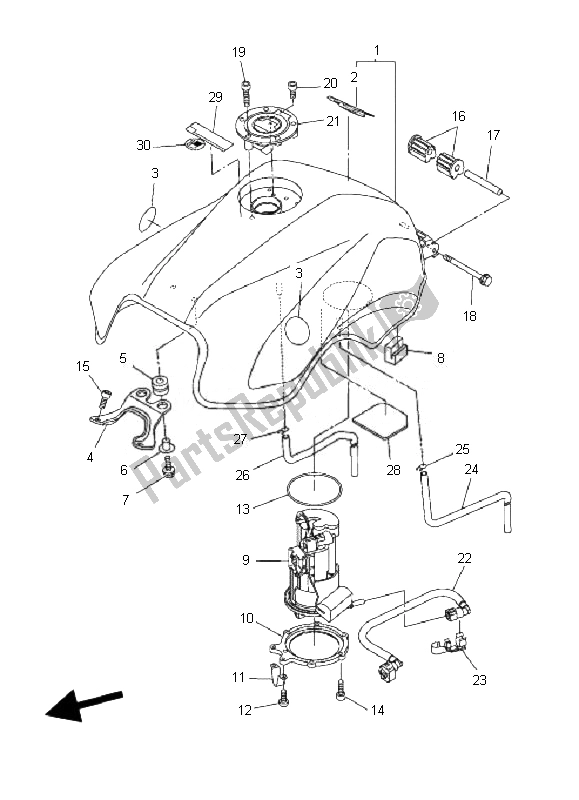 Alle onderdelen voor de Benzinetank van de Yamaha FZ6 NHG 600 2007