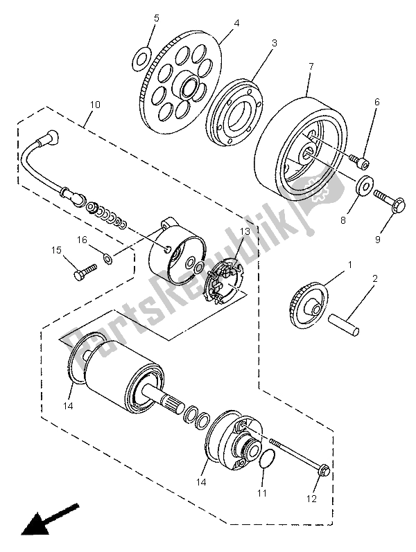 All parts for the Starter Clutch of the Yamaha XV 535 Virago 1998