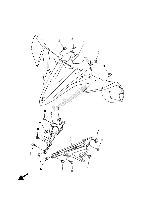 All parts for the Front Fender of the Yamaha YFZ 450 Rsed 2013