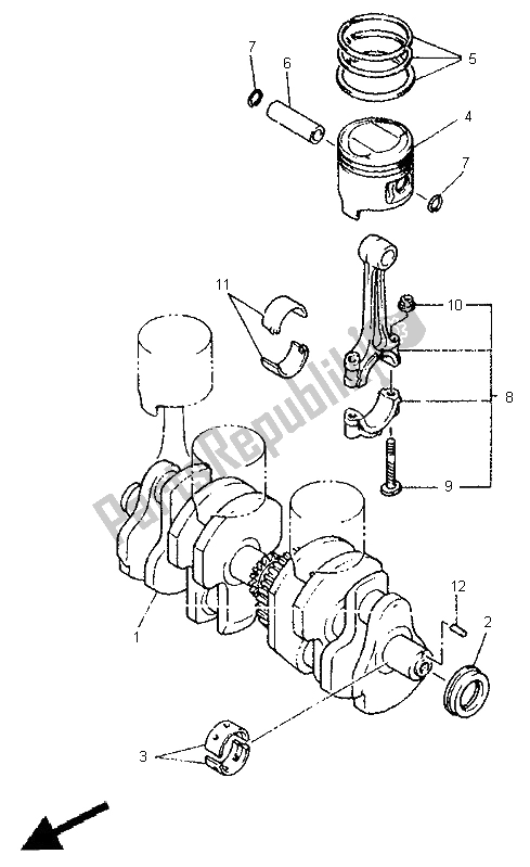 All parts for the Crankshaft & Piston of the Yamaha XJ 600S Diversion 1998