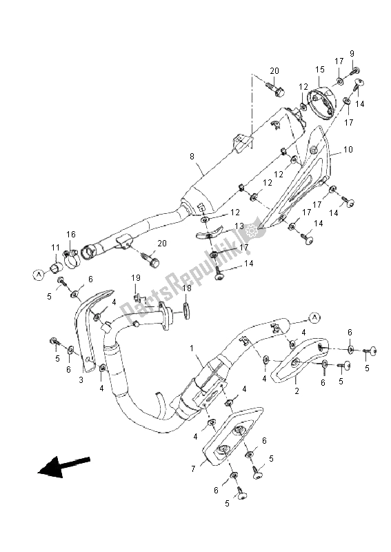 Tutte le parti per il Scarico del Yamaha WR 125X 2011