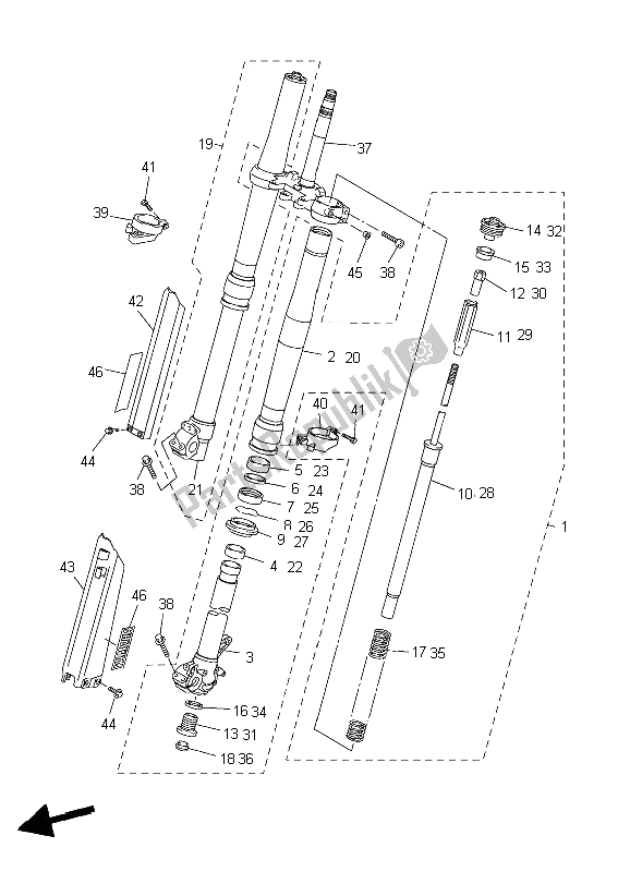 Tutte le parti per il Forcella Anteriore del Yamaha YZ 450F 2004