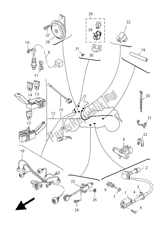 Tutte le parti per il Elettrico 2 del Yamaha YP 400R 2015