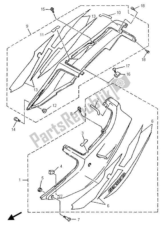 Toutes les pièces pour le Couvercle Latéral du Yamaha YZF 750R 1995