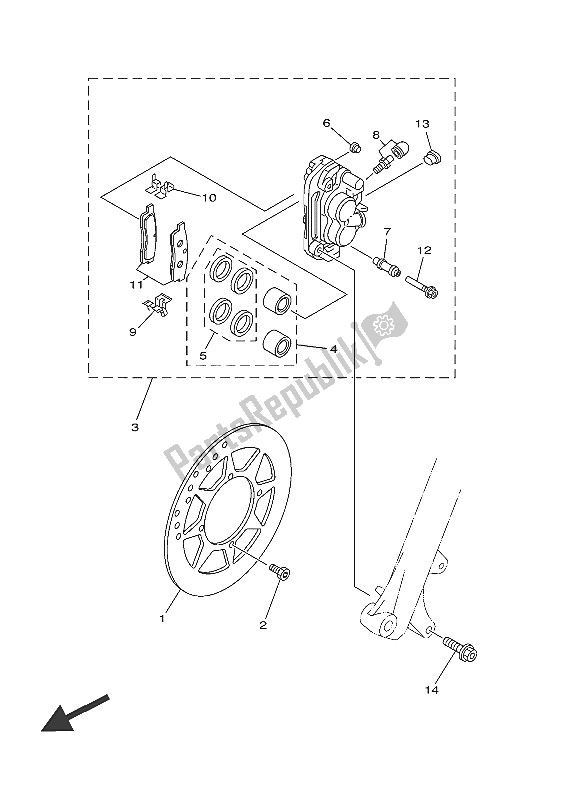 All parts for the Front Brake Caliper of the Yamaha TT R 125 LWE 2016