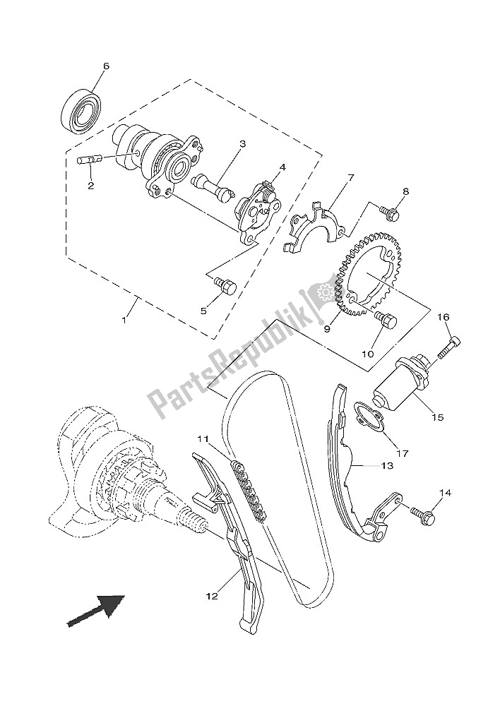 All parts for the Camshaft & Chain of the Yamaha YXM 700 ES 2016