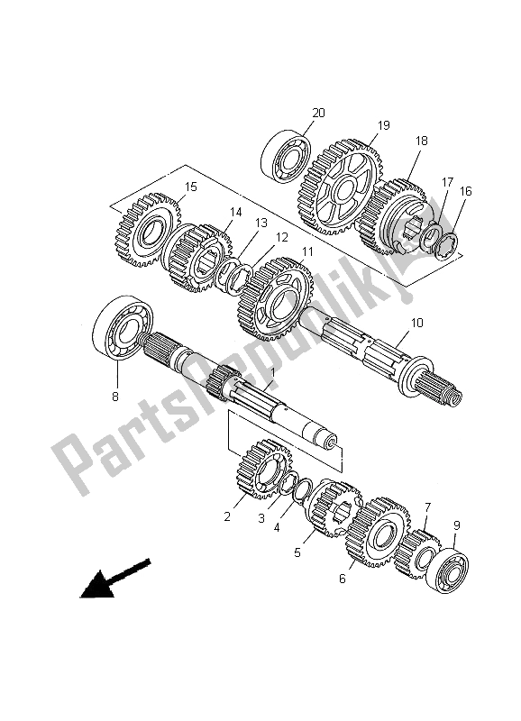 All parts for the Transmission of the Yamaha XVS 650A Dragstar Classic 2000