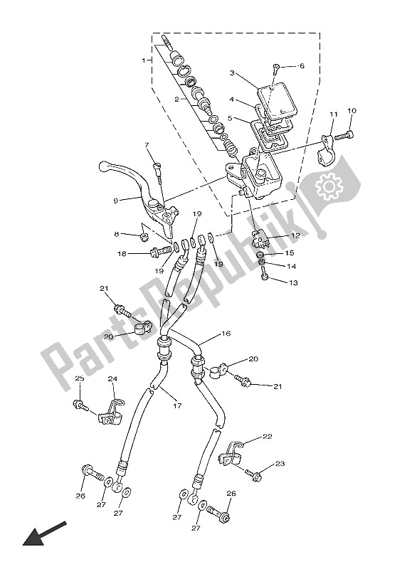 All parts for the Front Master Cylinder of the Yamaha XJR 1300C 2016