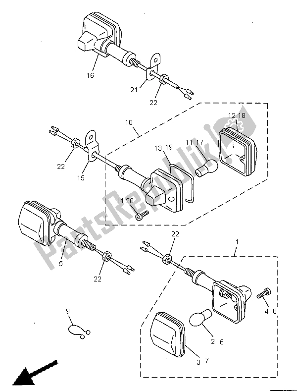 Tutte le parti per il Luce Lampeggiante del Yamaha SR 125 1998