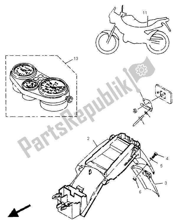 Tutte le parti per il Telaio Alternativo (pinna) del Yamaha TDR 125 1995