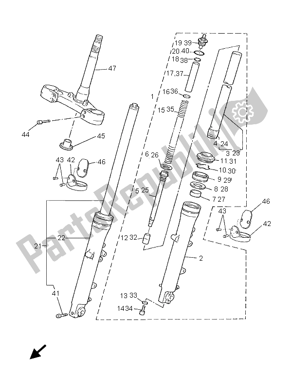 Toutes les pièces pour le Fourche Avant du Yamaha BT 1100 Bulldog 2005