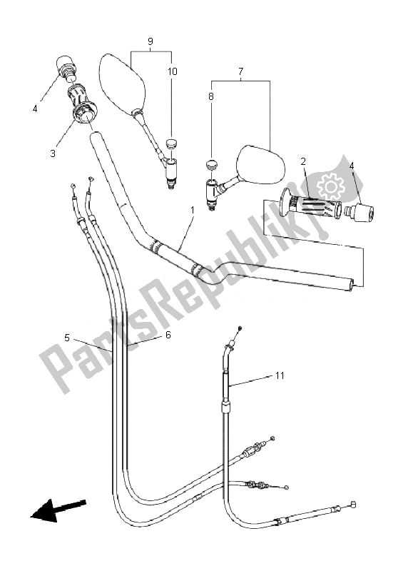 All parts for the Steering Handle & Cable of the Yamaha XJ6N 600 2010