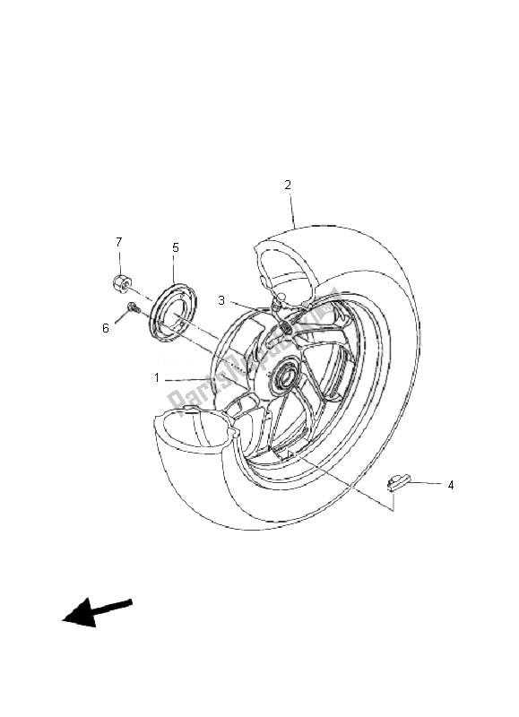 All parts for the Rear Wheel of the Yamaha YP 400A Majesty 2010