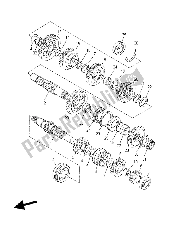 All parts for the Transmission of the Yamaha XJR 1300 2004