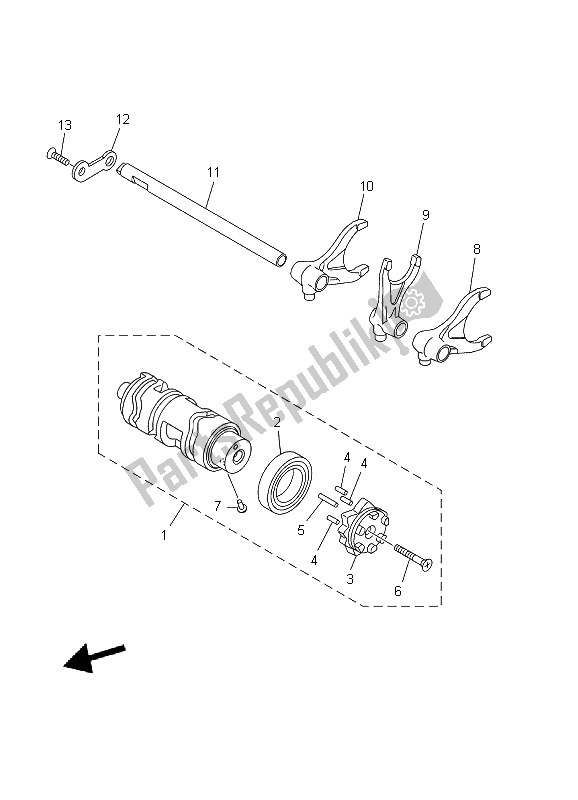 All parts for the Shift Cam & Fork of the Yamaha BT 1100 Bulldog 2006