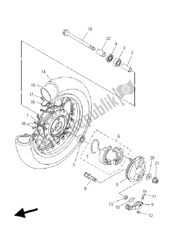 All parts for the Front Wheel of the Yamaha TT R 50E 2011