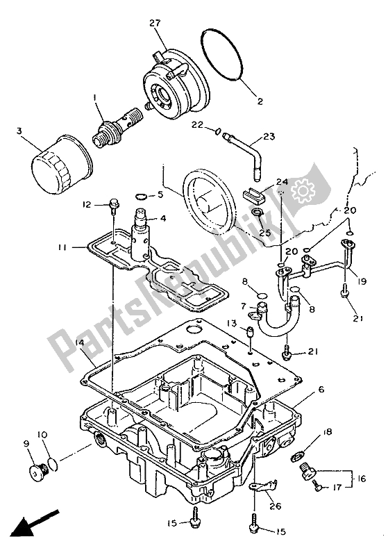 All parts for the Oil Cleaner of the Yamaha FZR 1000 1991