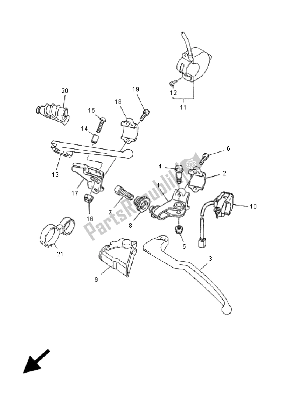 All parts for the Handle Switch & Lever of the Yamaha WR 250F 2001