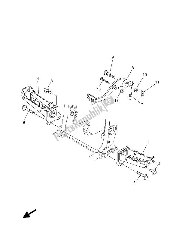 All parts for the Stand & Footrest of the Yamaha YFZ 450 Rsed 2013