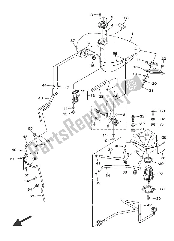 Toutes les pièces pour le Réservoir D'essence du Yamaha XVS 1300A 2016